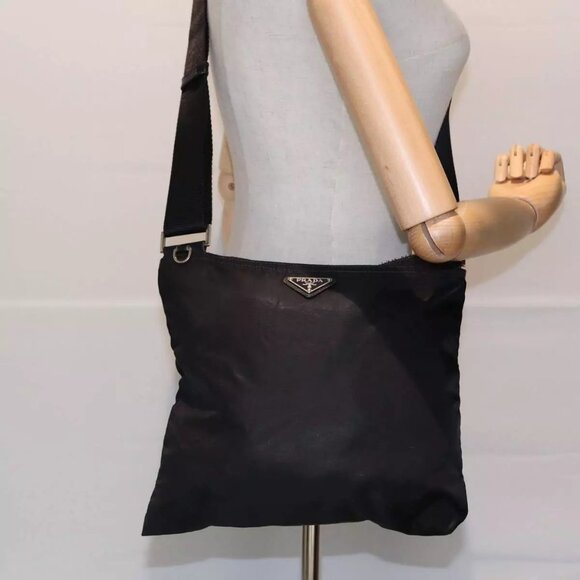 PRADA Shoulder Bag Nylon Black Auth - Picture 1 of 16